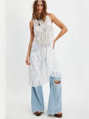 NWT Free People ~ Felicia Maxi Top ~ White Lace ~ L